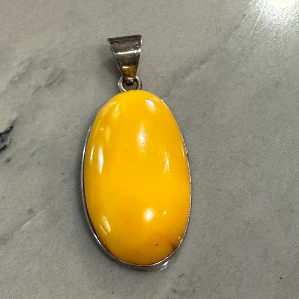 VTG Sterling Silver Amber Pendant - Picture 2 of 6